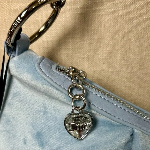 NWT Juicy Couture Queen Couture Hobo Sloucy Shoulder Bag w wallet, bracelet blue - Picture 8 of 17